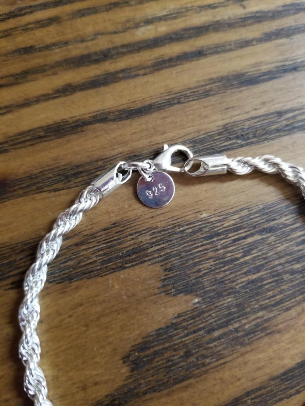 .925 Sterling Silver Bracelet with Charm (8" length by 4MM thick)